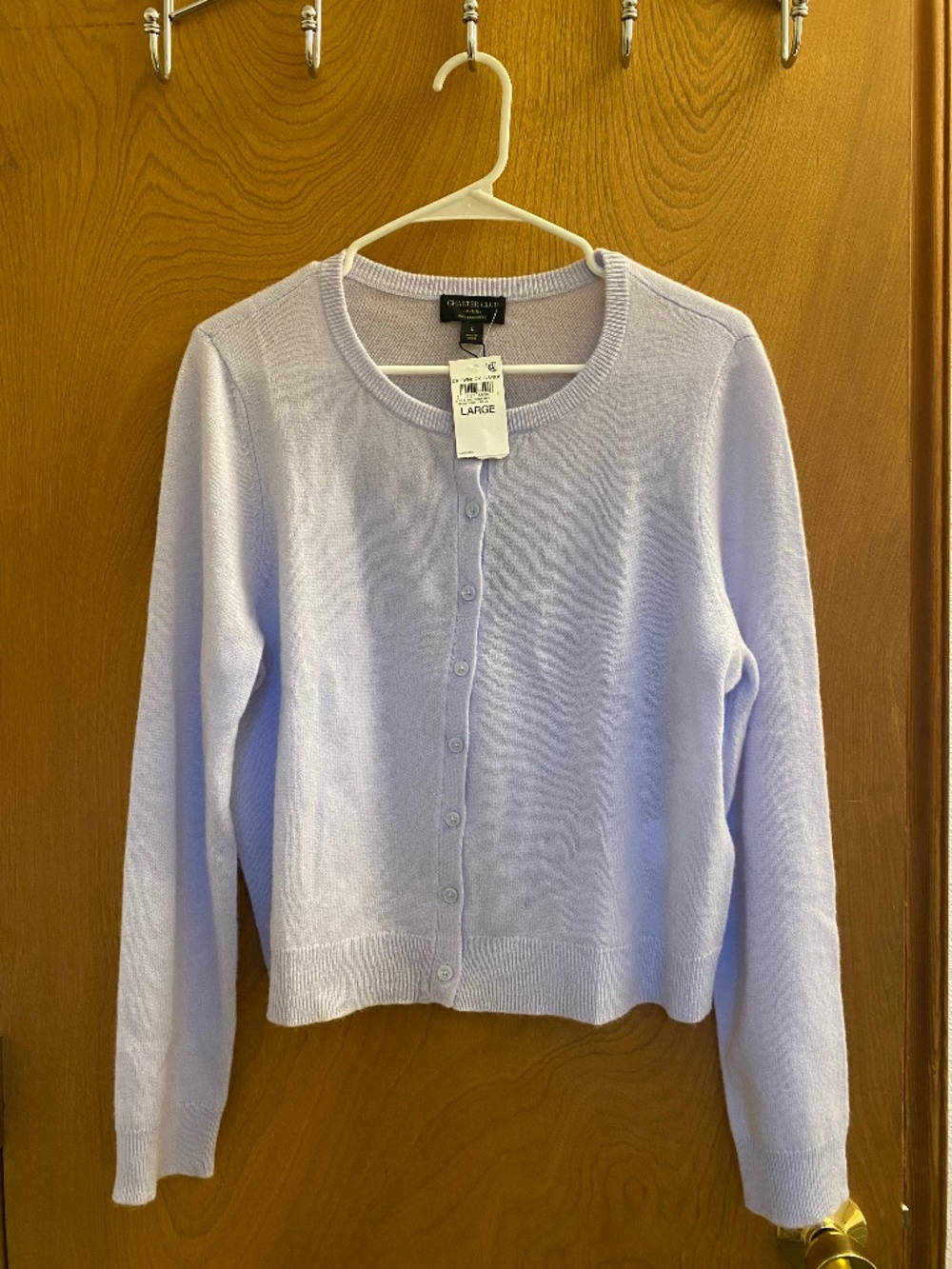 Charter club women's large light blue cashmere sweater, new !